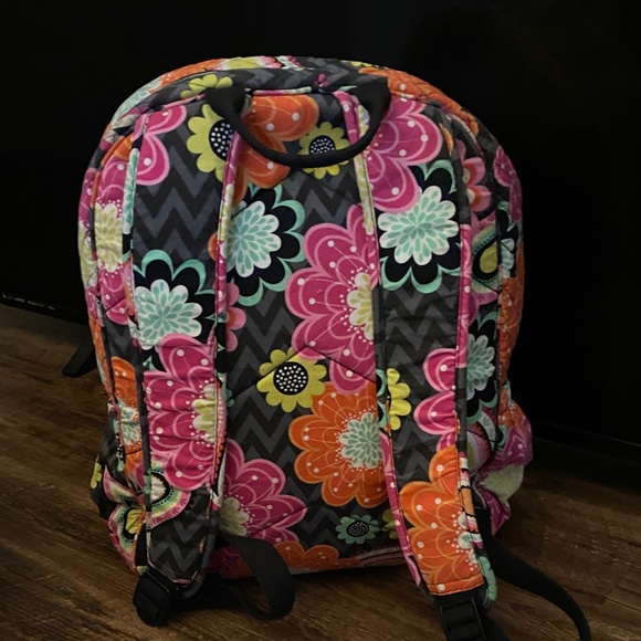 Vera Bradley Quilted Backpack in Pink, Orange, Aqua & Lime Floral Paisley - Picture 3 of 6